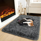 Noahas Door Mat Indoor Entrance,2x3 Shaggy Small Dark Grey Area Rugs for Entryway,Non-Slip Fluffy Entry Bedroom Rug,Soft Plush Bedside Throw Kids Carpet
