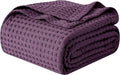Elegant Comfort Premium 100% Cotton Waffle Blanket - Lightweight Breathable Waffle Weave Bed Blanket - Soft and Warm All Season Blanket for Couch, Sofa and Bed, Queen Size 90x90 Inches, Purple