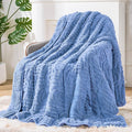 Sherpa Fleece Adult Weighted Blanket Great for Sleep, 15 lbs Dual Sided Soft Fuzzy Heavy Blankets for Couch Bed Sofa, Cozy Warm Fluffy Arched Jacquard Throw for Winter (Blue, 48" x 72", 15 Pounds)
