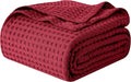 Elegant Comfort Premium 100% Cotton Waffle Blanket - Lightweight Breathable Waffle Weave Bed Blanket - Soft and Warm All Season Blanket for Couch, Sofa and Bed, Queen Size 90x90 Inches, Burgundy