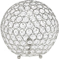 Elegant Designs LT1067-CHR 10" Elipse Crystal Collection Metal Crystal Ball Sequin Table Desk Lamp for Accent Lighting, Décor, Living Room, Chrome