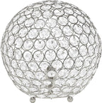 Elegant Designs LT1067-CHR 10" Elipse Crystal Collection Metal Crystal Ball Sequin Table Desk Lamp for Accent Lighting, Décor, Living Room, Chrome