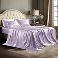 Bedsure Satin Sheets King Size - 4 Piece Silky Bedsheets with 15 Inches Deep Pocket Fitted Bedsheet,1 Flat Sheet, 2 Satin Pillowcases, Good for Hair & Skin (King, Lavender)