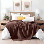 Elegant Comfort Premium 100% Cotton Waffle Blanket - Lightweight Breathable Waffle Weave Bed Blanket - Soft and Warm All Season Blanket for Couch, Sofa and Bed, Full Size 88x88 Inches, Brown