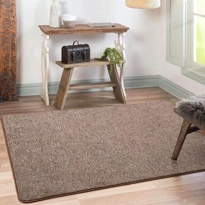 Keeko Soft Rugs for Bedroom, 3x5 Living Room Area Rug Washable Memory Foam Small Entryway Throw Rugs Low Pile Minimalist Non Slip Bedside Rug Carpet for Kids Nursery Dorm Room Decor Brown