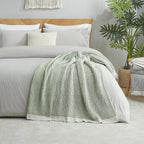 Amélie Home Knit Throw Blanket, Soft Chenille Cozy Breathable Pineapple Chunky Decorative Blanket for Couch, Bed & Sofa, French-Inspired Lightweight Warm Gift for Women, Sage Green, 50"x60"