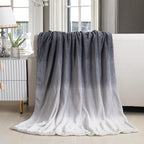 Elegant Comfort Throw Blanket, Reversible Sherpa Flannel, Ultra-Soft, Fuzzy, Cozy and Plush- All Season Lightweight Decorative Throw, 50 x 60 inches, Ombre Design Sherpa Throw, Gray
