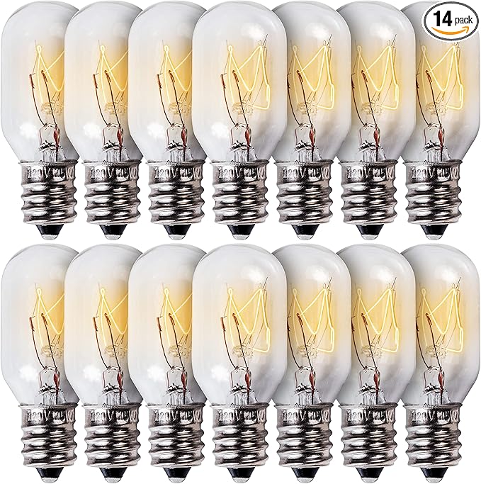 BlueStars 14 Packs E12 T20 15W Salt Rock Lamp Bulb 120V 2700K Warm White Light for Himalayan Salt Lamps & Baskets, Scentsy Plug-in & Wax Warmers, Night Lights