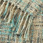 Multi-Color Blue Grey Cable Woven Throw Blanket for Couch,50"X60" Boho Style Textured Blankets for Home Decor,Super Soft Warm Cozy Chunky Blanket with Decorative Tassels for Bed