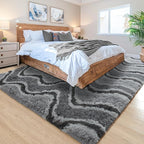 Noahas Large Fluffy 6x9 Area Rugs for Living Room Bedroom,Fuzzy Grey Thick Shag Throw Rug,Big Soft Shaggy Bedside Non-Slip Plush Dorm Nursery Kids Carpet
