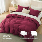 Bedsure Duvet Cover Full Size - Soft Double Brushed Bedding Set for Kids & Adults, Zipper Closure, 3 Pieces, Includes 1 Duvet Cover (80"x90") & 2 Pillow Shams, NO Comforter, Burgundy Red