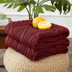 Aormenzy Cable Knit Throw Blankets 60 x 80 Inches, Soft Cozy and Lightweight Knitted Blanket, Machine Washable Acrylic Blanket, Decorative Throw Blanket for Couch Sofa Bed, Dark Red