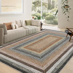 RUGSREAL Braided Washable Area Rug 8x10 Large Area Rug for Living Room Modern Braid Bedroom Carpet Non Slip Stain Resistant Dining Room Throw Rug Farmhouse Accent Carpet for Home Decor, Sand/Bronze