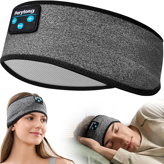 Perytong Sleep Headphones Bluetooth Headband Sleeping Headphones Wireless Sleep Headband with Comfortable Earbuds for Side Sleepers, Sleeping Eye Mask for Women Men Workout Running