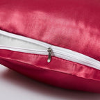 Satin Pillowcases with Zipper （20x26）,Standard Size Pillowcases Set of 2, Wine Red Silk Pillowcase for Hair and Skin
