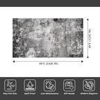 4x8 Rug Non-Slip Washable – Boho Scalloped Runner Rug for Indoor Entryway, Kitchen, Bathroom, Hallway – Low-Pile Thin Floral Wide Carpet Runner for Bedroom, Living Room, Office (Black Grey,4x8)