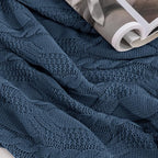 Aormenzy Dark Slate Blue Knit Throw Blankets Oversized Cable Knit Decorative Throw Blanket Rust Soft Cozy Knitted Blanket for Sofa Couch Bed, 60" x 80"