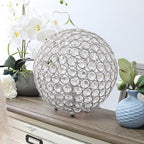 Elegant Designs LT1067-CHR 10" Elipse Crystal Collection Metal Crystal Ball Sequin Table Desk Lamp for Accent Lighting, Décor, Living Room, Chrome
