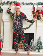 Ekouaer Women's Classic Button Down Long Satin Silk Pajama Set