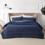 Bedsure California King Comforter Set - Cooling and Warm Bed Set, Navy Blue Reversible Bedding for All Season, 3 Pieces, 1 California King Size Comforter (104"x96") and 2 Pillow Cases (20"x36")