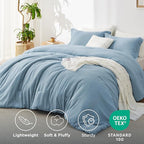 Bedsure Full Comforter Set - Storm Blue Soft Bedding for All Seasons, Cationic Dyed Bed Set, 3 Pieces, 1 Full Size Comforter (82"x86") and 2 Pillow Shams (20"x26"+2")