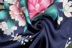 Valennia Women Long Silky Bathrobe Satin Kimono Robe Floral Printed Dressing Gown Sleepwear