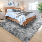 Noahas Large Fluffy 6x9 Area Rugs for Living Room Bedroom,Tie-Dyed Grey Thick Shag Throw Rug,Big Soft Shaggy Bedside Non-Slip Plush Dorm Nursery Kids Carpet