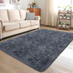 Fluffy Rugs for Bedroom 4x6 Grey Shaggy Rug for Living Room Soft Fur Rug Non Slip Modern Indoor Furry Floor Carpet Washable Plush Fuzzy Kids Area Rug for Nursery Baby Teen Dorm Room