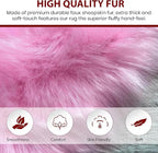 LAMBZY Bear Skin Rug Super Soft Fluffy Faux Fur for Bedroom Floor Sofa Living Room High-Density Plush Shaggy Carpet Sofa Cover Bedside Sheepskin Rug (2'x3', Pink)