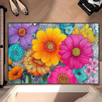 Floral Area Rug 2x3 ft Entry Rug Washable Boho Rugs Non Slip Low Pile Spring Floral Door Mat Small Carpet for Bedroom, Bedside, Kids Room, Office, Dining Room