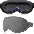 Gritin 100% Blackout Sleep Eye Mask for Women Men,Zero Eye Pressure Sleeping Mask-Ergonomic Design 3D Cutout Eye Movement and Eyelash Friendly Night Blindfold,Ultra Soft&Comfortable for Sleeping-Grey