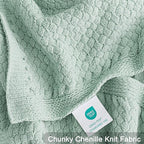 Whale Flotilla Chunky Knit Throw Blanket for Couch and Bed, Sage Green Decorative Cozy Fleece Blanket, Reversible Soft Fuzzy Woven Throws, 60x80 Inch