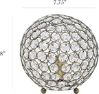 Elegant Designs LT1026-ABS 8" Elipse Crystal Collection Metal Crystal Ball Sequin Table Desk Lamp for Accent Lighting, Décor, Living Room, Antique Brass
