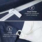 Bedsure Duvet Cover Full Size - Soft Double Brushed Bedding Set for Kids & Adults, Zipper Closure, 3 Pieces, Includes 1 Duvet Cover (80"x90") & 2 Pillow Shams, NO Comforter, Navy Blue