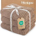 Waffle Knit Blanket Twin Size, Luxury Cozy Chunky Knit Blanket for Couch, 60 x 80 Inch Thick Ultra-Soft Feather Yarn Knitted Blankets for Sofa, Bed, Home Decor - Beige