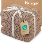 Waffle Knit Blanket Twin Size, Luxury Cozy Chunky Knit Blanket for Couch, 60 x 80 Inch Thick Ultra-Soft Feather Yarn Knitted Blankets for Sofa, Bed, Home Decor - Beige