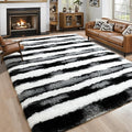 Noahas Large Fluffy 5x8 Area Rugs for Living Room Bedroom,Thick Shag Black and White Throw Rug,Big Soft Shaggy Bedside Non-Slip Plush Dorm Nursery Kids Carpet