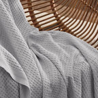 Bedsure Gentlesoft 100% Cotton Big Blanket Oversized King for Bed - Large Breathable Thick Cooling Waffle Weave Blanket for Summer, Couch Cover, Grey, 120x94 inches