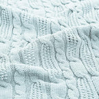 Aormenzy Cable Knit Throw Blankets 50 x 60 Inches, Soft Cozy and Lightweight Knitted Blanket, Machine Washable Acrylic Blanket, Decorative Throw Blanket for Couch Sofa Bed, Aqua Blue