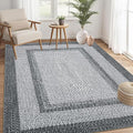 RUGSREAL 3x5 Area Rug, Washable Rug for Bedroom Braided Printed Throw Mat, Living Room Area Rug Non Slip Stain Resistant Small Dining Room Rug, Rustic Accent Small Carpet for Entryway Home Decor, Grey