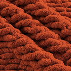 Carriediosa Chunky Knit Throw Blanket 60" X 80" Twin, 100% Hand Made Large Chenille Loop Yarn Soft Fluffy Throws for Couch Sofa Bed, Big Crochet Cozy Heavy Thick Cable Woven Blankets, Rust