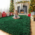 Amdrebio Dark Green Area Rugs for Bedroom Aesthetic, Fluffy Rug for Living Room, Soft Bedside Rugs 4x6 for Kids Room, Teen, Women, Shaggy Throw Carpet for Dorm Classroom Office Nursery, Emerald Green