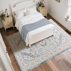 CRYPTOLITE 9x11 Area Rug for Living Room, Modern Washable Rug Non Slip Low Pile Large Area Rugs for Living Room, Bedroom, Farmhouse, Dining Room,Blue