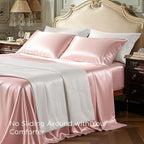 Bedsure Pink Satin Sheets Queen Size - 4 Piece Silky Bedsheets with 15 Inches Deep Pocket Fitted Bedsheet,1 Flat Sheet, 2 Satin Pillowcases, Good for Hair & Skin (Queen, Peach Pink)
