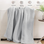 Whale Flotilla Chunky Knit Throw Blanket for Couch and Bed, Light Grey Decorative Cozy Fleece Blanket, Reversible Soft Fuzzy Woven Throws, 50x60 Inch