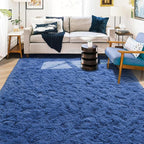 ISEAU Fluffy Rug Carpets Soft Shaggy Area Rugs Indoor Floor Mats for Kids Room Fuzzy Carpet Comfy Cute Nursery Mat Bedside Rug for Boys Girls Bedroom Living Room Home Decor, 6ft x 9ft, Light Navy