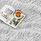 Ultra Soft Chunky Knit Throw Blanket 40x50 Hand Knitted Warm Chenille Throw Blanket, Home Decor Soft Thick Yarn Cable Knit Blanket Breathable Fleece Banket Christmas for Couch Bed Sofa Best Gift