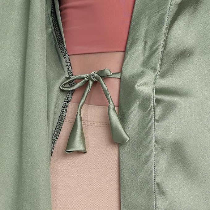 Silk Robes for Women Ankle Length Satin Kimono Robes with Belt Bridemaids Sleepwear Bachelorette Nightgown