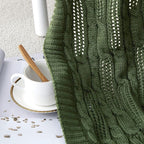 Aormenzy Cable Knit Throw Blankets 30 x 40 Inches, Soft Cozy and Lightweight Knitted Blanket, Machine Washable 100 Percent Acrylic Blanket, Decorative Throw Blanket for Couch Sofa Bed, Forest Green