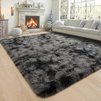 Noahas Fluffy 4x6 Area Rugs for Bedroom Living Room,Tie-Dyed Dark Grey Thick Shag Throw Floor Carpet,Soft Shaggy Bedside Non-Slip Plush Dorm Nursery Kids Rug